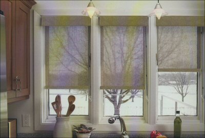 Graber Light Weaves Cordless Shade with Tranquility Style Sun Control Solar Fabric - 10% Open
